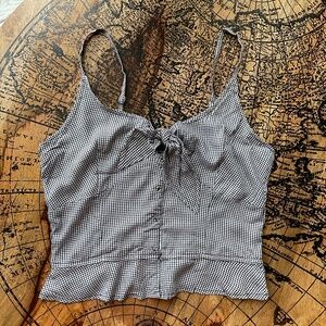 Gingham Cropped Peplum Blouse